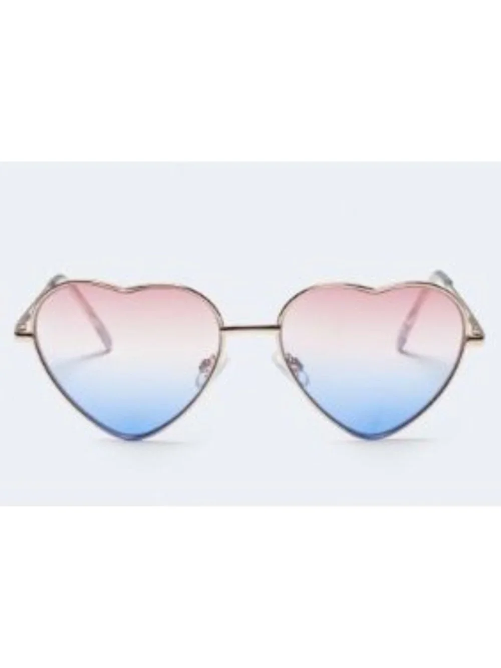 Heart-Shaped Pink to Blue Gradient Lenses Sunglasses With Gold Frame